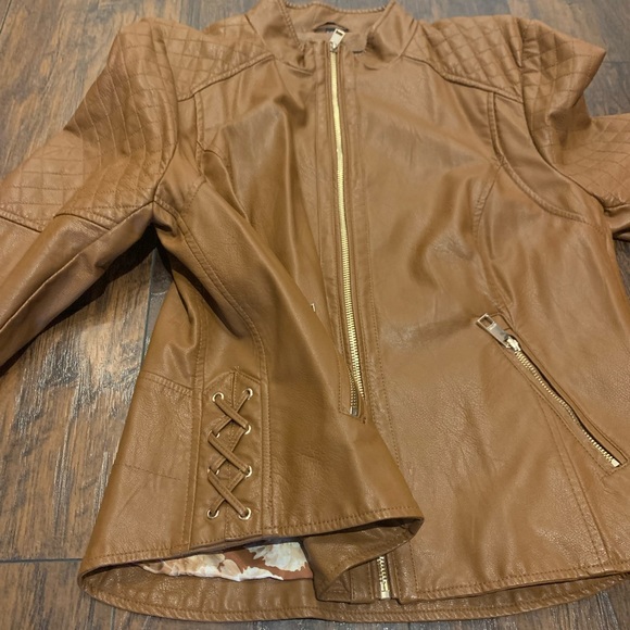 Guess Faux Leather Jacket - Cognac - XL - Picture 10 of 11